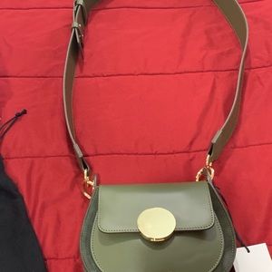 le parmentier yucca suede and leather shoulder bag